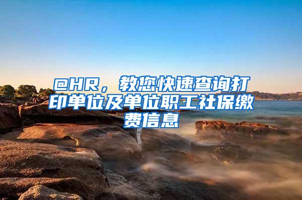 @HR,教您快速查询打印单位及单位职工社保缴费信息