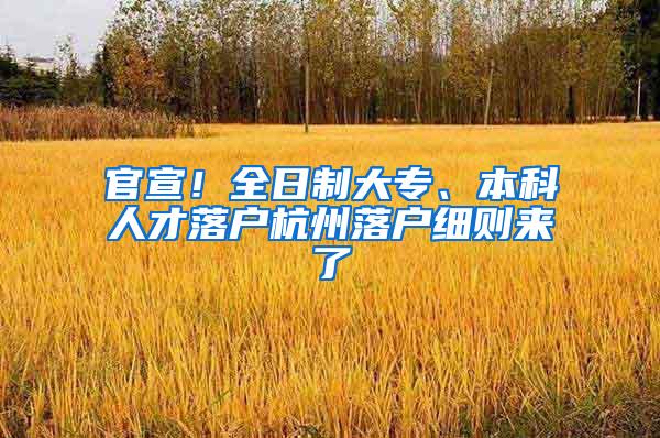 官宣！全日制大专、本科人才落户杭州落户细则来了