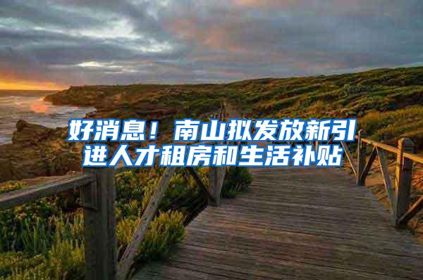 好消息!南山拟发放新引进人才租房和生活补贴