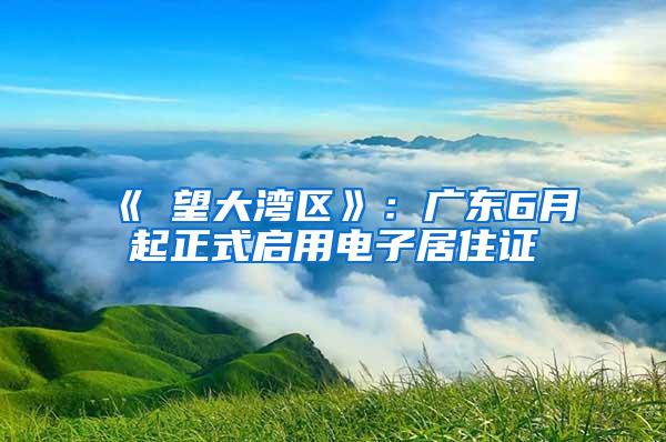 《瞭望大湾区》:广东6月起正式启用电子居住证