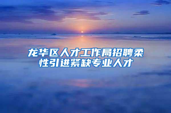 龙华区人才工作局招聘柔性引进紧缺专业人才