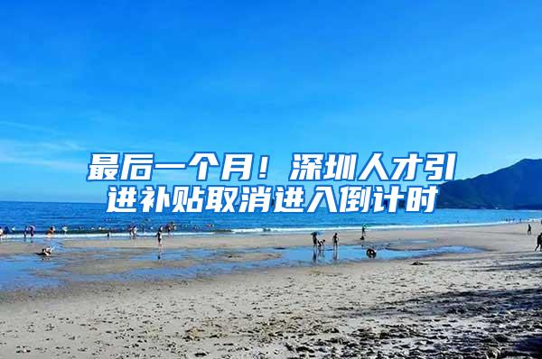 最后一个月!深圳人才引进补贴取消进入倒计时