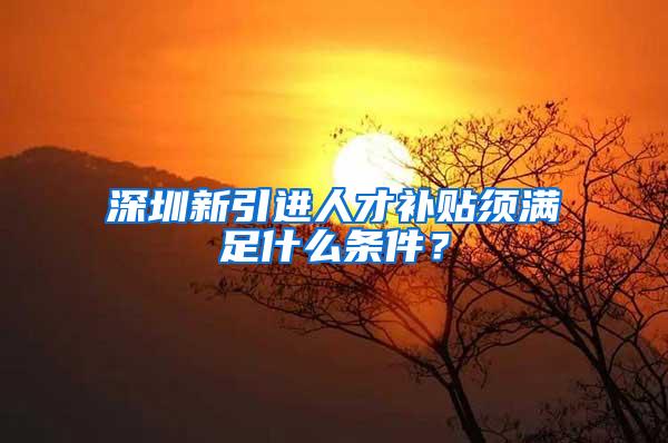 深圳新引进人才补贴须满足什么条件?