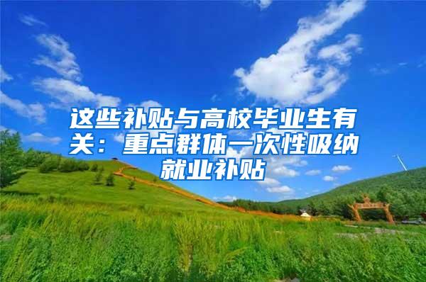这些补贴与高校毕业生有关:重点群体一次性吸纳就业补贴