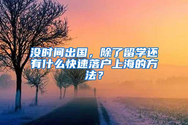 没时间出国,除了留学还有什么快速落户上海的方法?