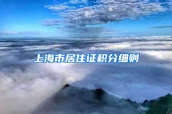 上海市居住证积分细则