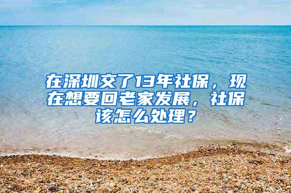 在深圳交了13年社保,现在想要回老家发展,社保该怎么处理?