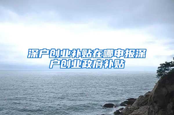 深户创业补贴在哪申报深户创业政府补贴