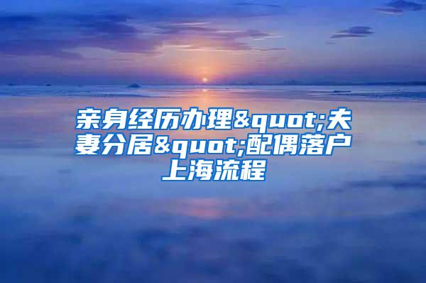 亲身经历办理"夫妻分居"配偶落户上海流程