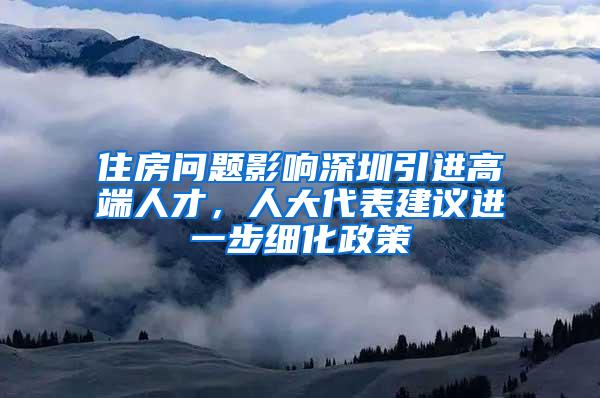 住房问题影响深圳引进高端人才，人大代表建议进一步细化政策