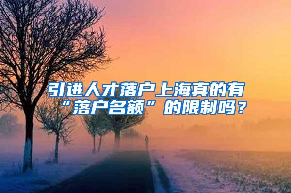 引进人才落户上海真的有“落户名额”的限制吗?
