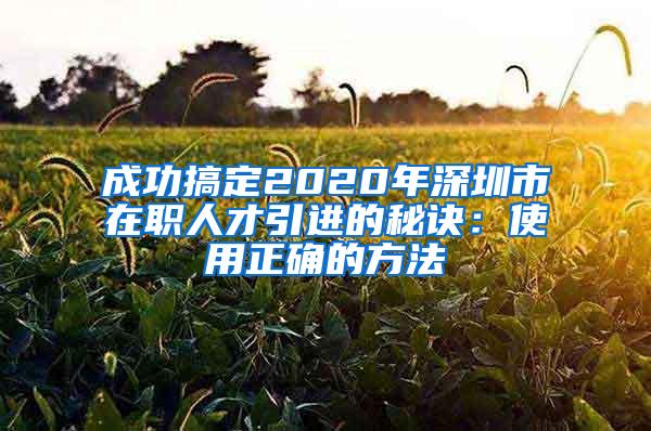 成功搞定2020年深圳市在职人才引进的秘诀：使用正确的方法