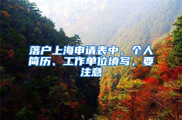 落户上海申请表中,个人简历、工作单位填写,要注意