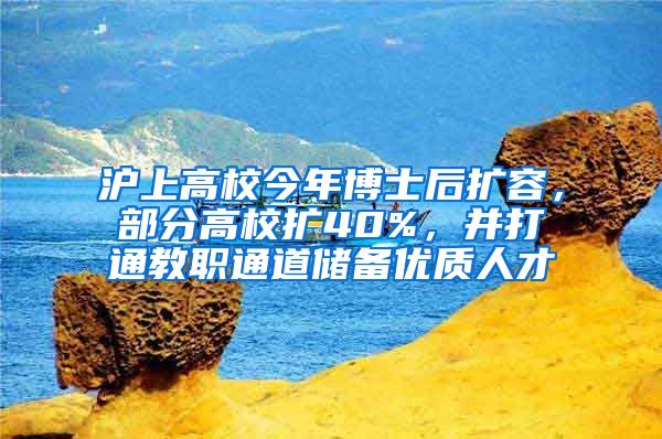 沪上高校今年博士后扩容，部分高校扩40%，并打通教职通道储备优质人才