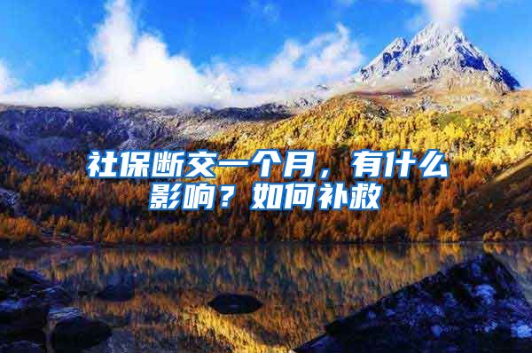 社保断交一个月,有什么影响?如何补救