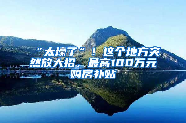 “太壕了”！这个地方突然放大招，最高100万元购房补贴