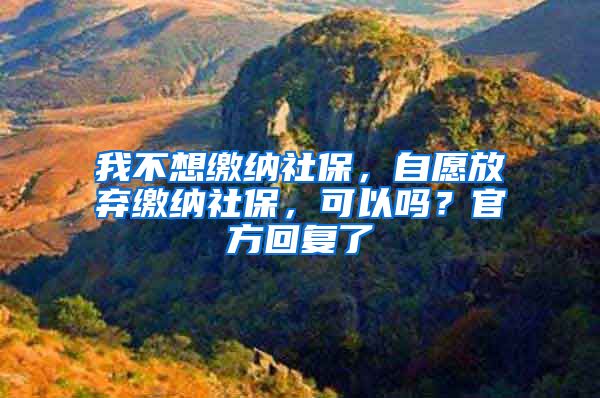 我不想缴纳社保，自愿放弃缴纳社保，可以吗？官方回复了