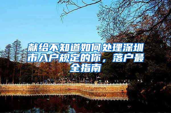 献给不知道如何处理深圳市入户规定的你，落户最全指南