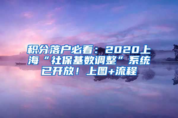 积分落户必看:2020上海“社保基数调整”系统已开放!上图+流程
