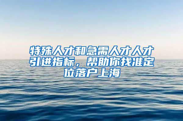 特殊人才和急需人才人才引进指标，帮助你找准定位落户上海