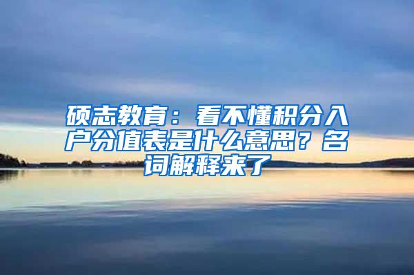 硕志教育：看不懂积分入户分值表是什么意思？名词解释来了