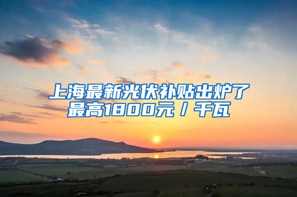 上海最新光伏补贴出炉了最高1800元/千瓦