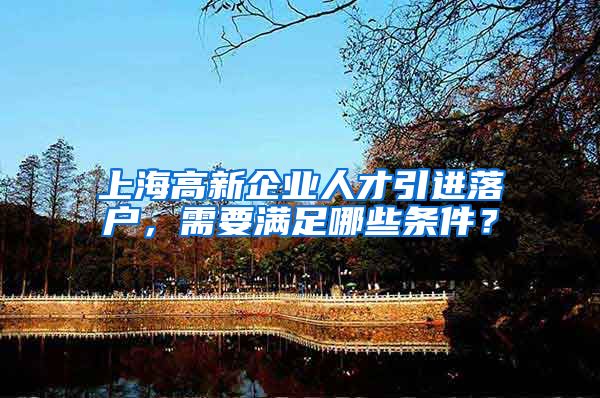 上海高新企业人才引进落户，需要满足哪些条件？