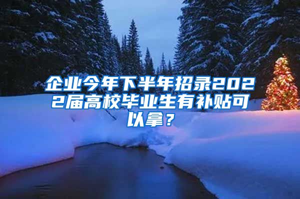 企业今年下半年招录2022届高校毕业生有补贴可以拿?