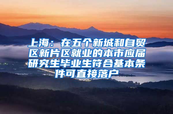 上海:在五个新城和自贸区新片区就业的本市应届研究生毕业生符合基本条件可直接落户