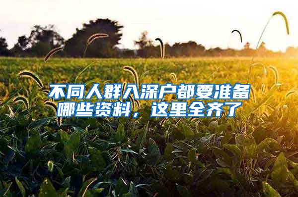 不同人群入深户都要准备哪些资料,这里全齐了