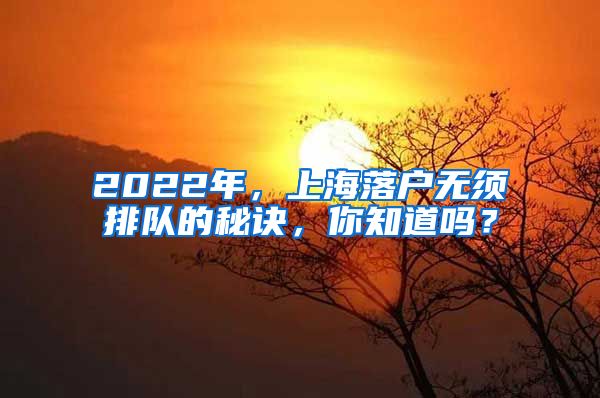 2022年，上海落户无须排队的秘诀，你知道吗？