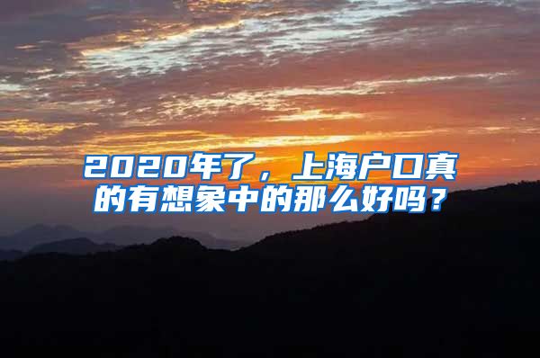 2020年了，上海户口真的有想象中的那么好吗？
