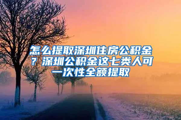 怎么提取深圳住房公积金？深圳公积金这七类人可一次性全额提取