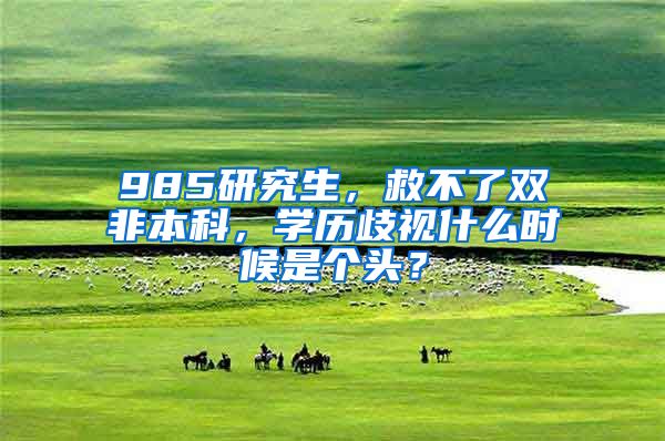 985研究生，救不了双非本科，学历歧视什么时候是个头？