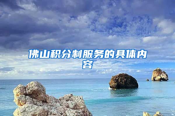 佛山积分制服务的具体内容