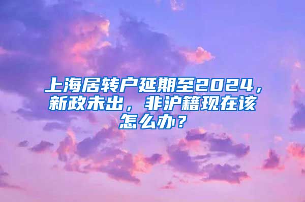 上海居转户延期至2024，新政未出，非沪籍现在该怎么办？