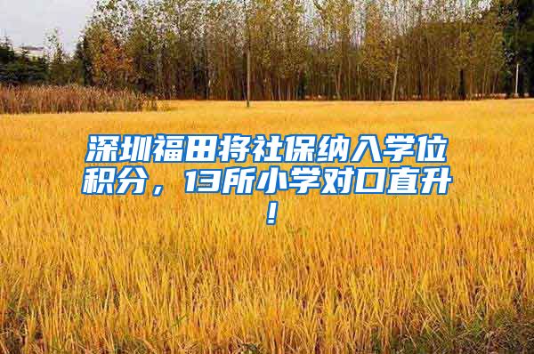 深圳福田将社保纳入学位积分，13所小学对口直升！