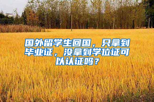 国外留学生回国,只拿到毕业证,没拿到学位证可以认证吗?