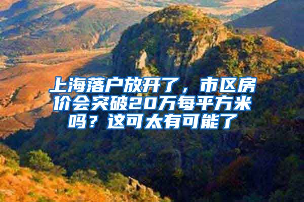 上海落户放开了,市区房价会突破20万每平方米吗?这可太有可能了