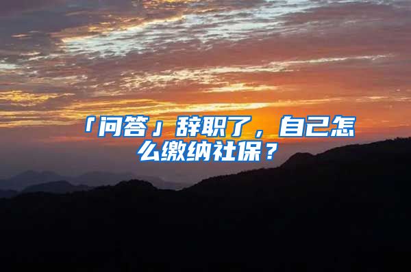 「问答」辞职了,自己怎么缴纳社保?