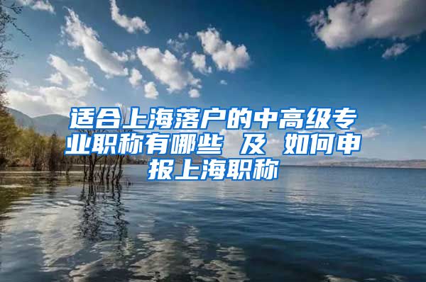适合上海落户的中高级专业职称有哪些 及 如何申报上海职称