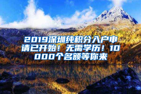 2019深圳纯积分入户申请已开始！无需学历！10000个名额等你来