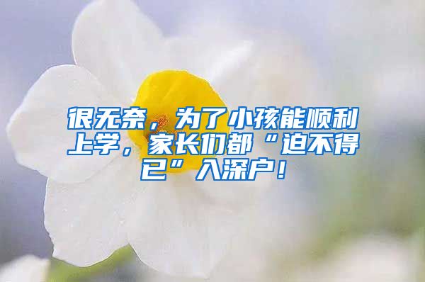 很无奈,为了小孩能顺利上学,家长们都“迫不得已”入深户!