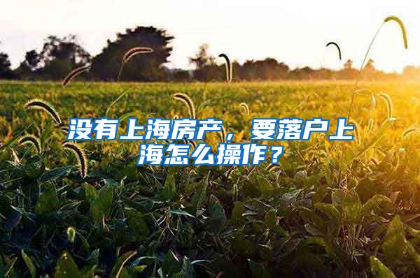 没有上海房产，要落户上海怎么操作？