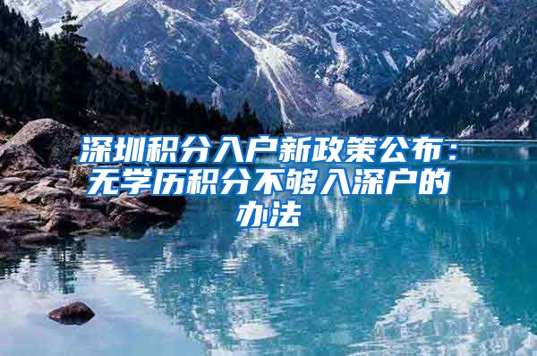 深圳积分入户新政策公布:无学历积分不够入深户的办法