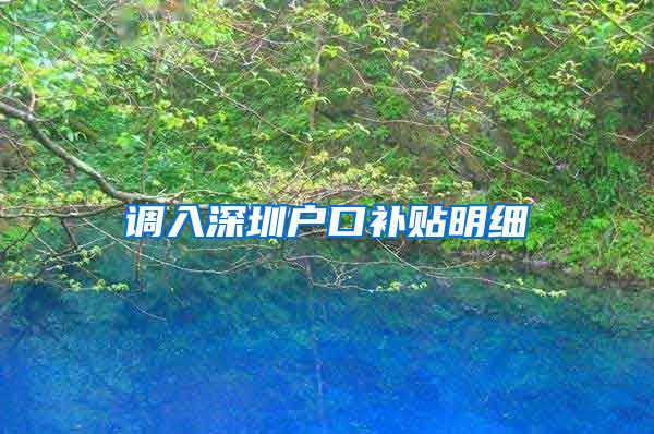 调入深圳户口补贴明细