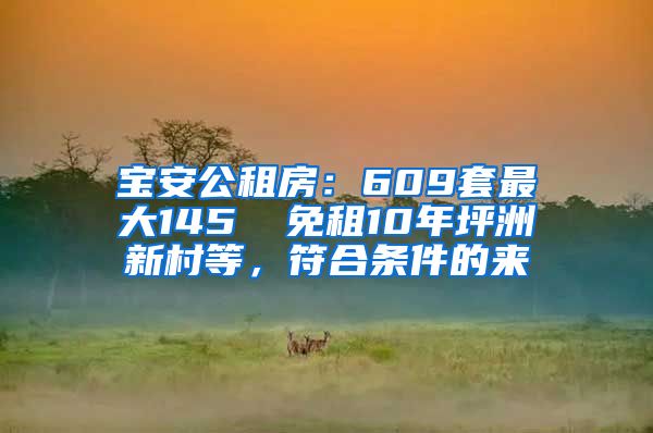 宝安公租房：609套最大145㎡ 免租10年坪洲新村等，符合条件的来