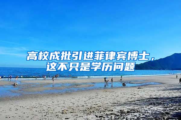 高校成批引进菲律宾博士，这不只是学历问题