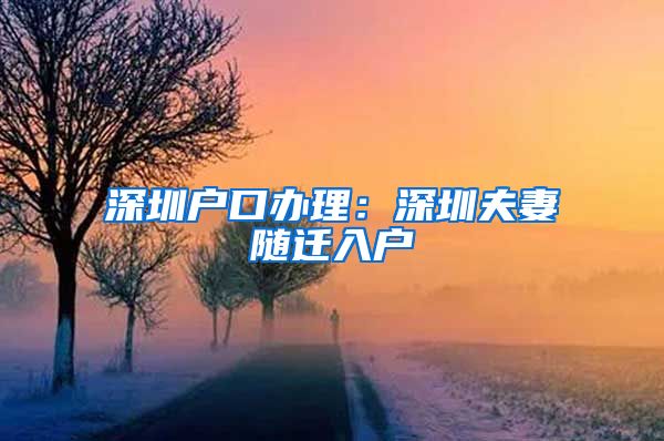 深圳户口办理:深圳夫妻随迁入户