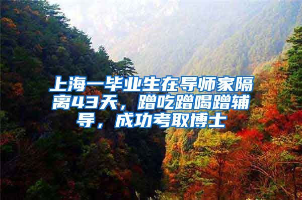 上海一毕业生在导师家隔离43天，蹭吃蹭喝蹭辅导，成功考取博士
